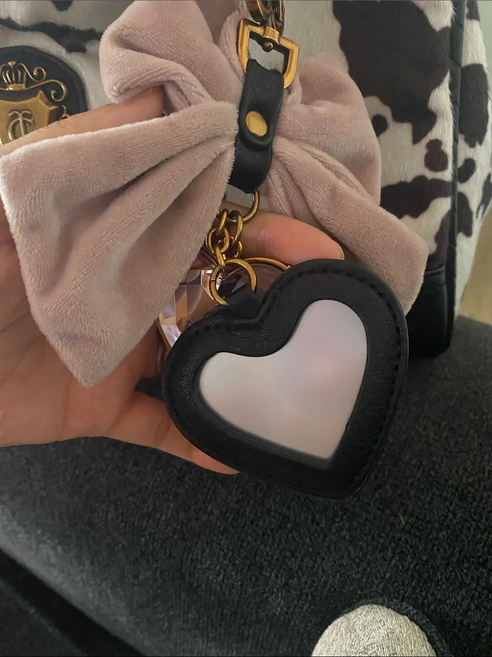 Juicy couture Cow Print Satchel with Pink Bow Charm